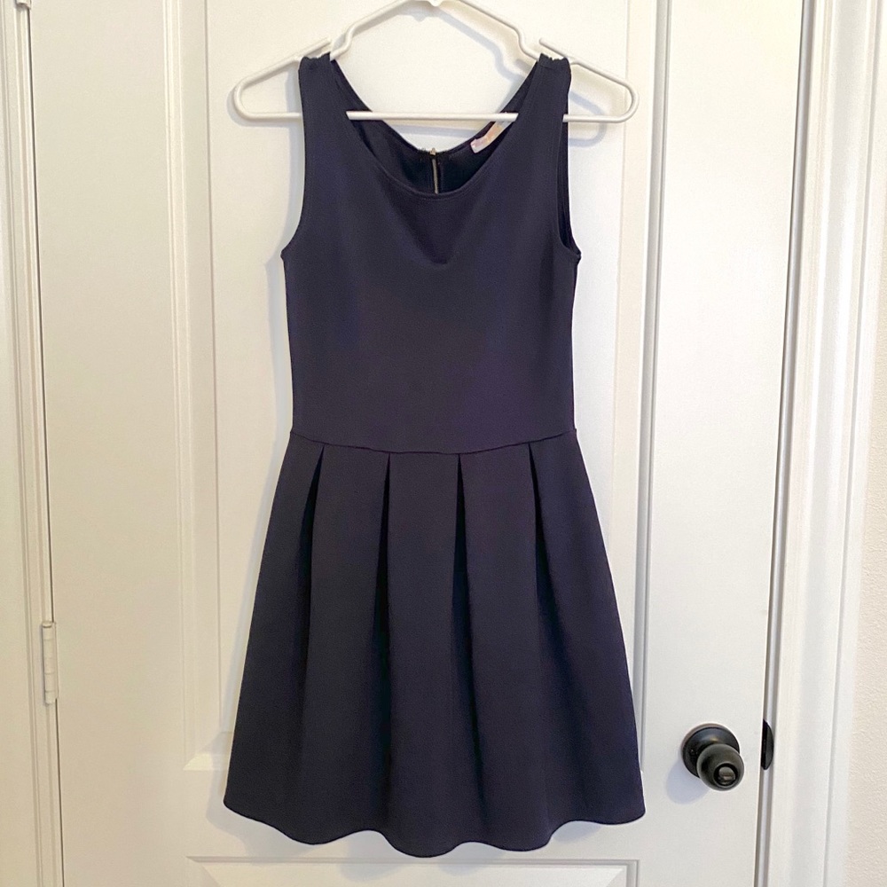 Agaci Fit and Flare Dress with Zip Up Back in Navy